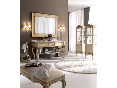 Arredo Bagno 3000 in legno laccato con top in marmo Bianco Calacatta di Silvano Grifoni