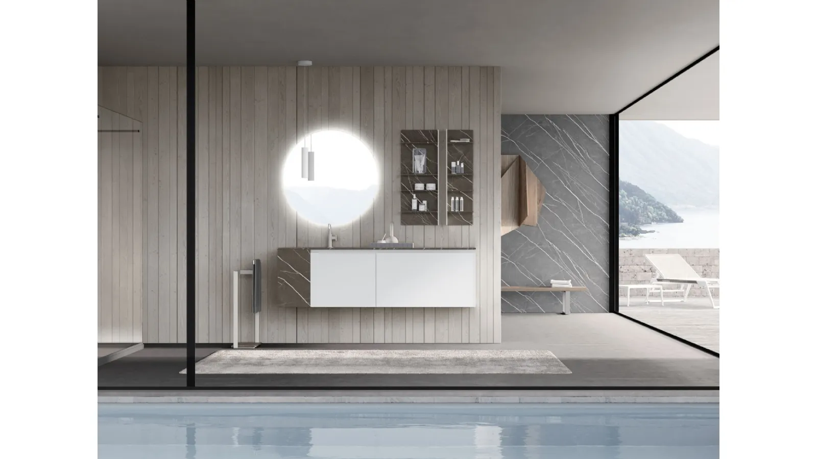 Mobile da Bagno sospeso M2 System 221 in laccato opaco e HPL di Baxar