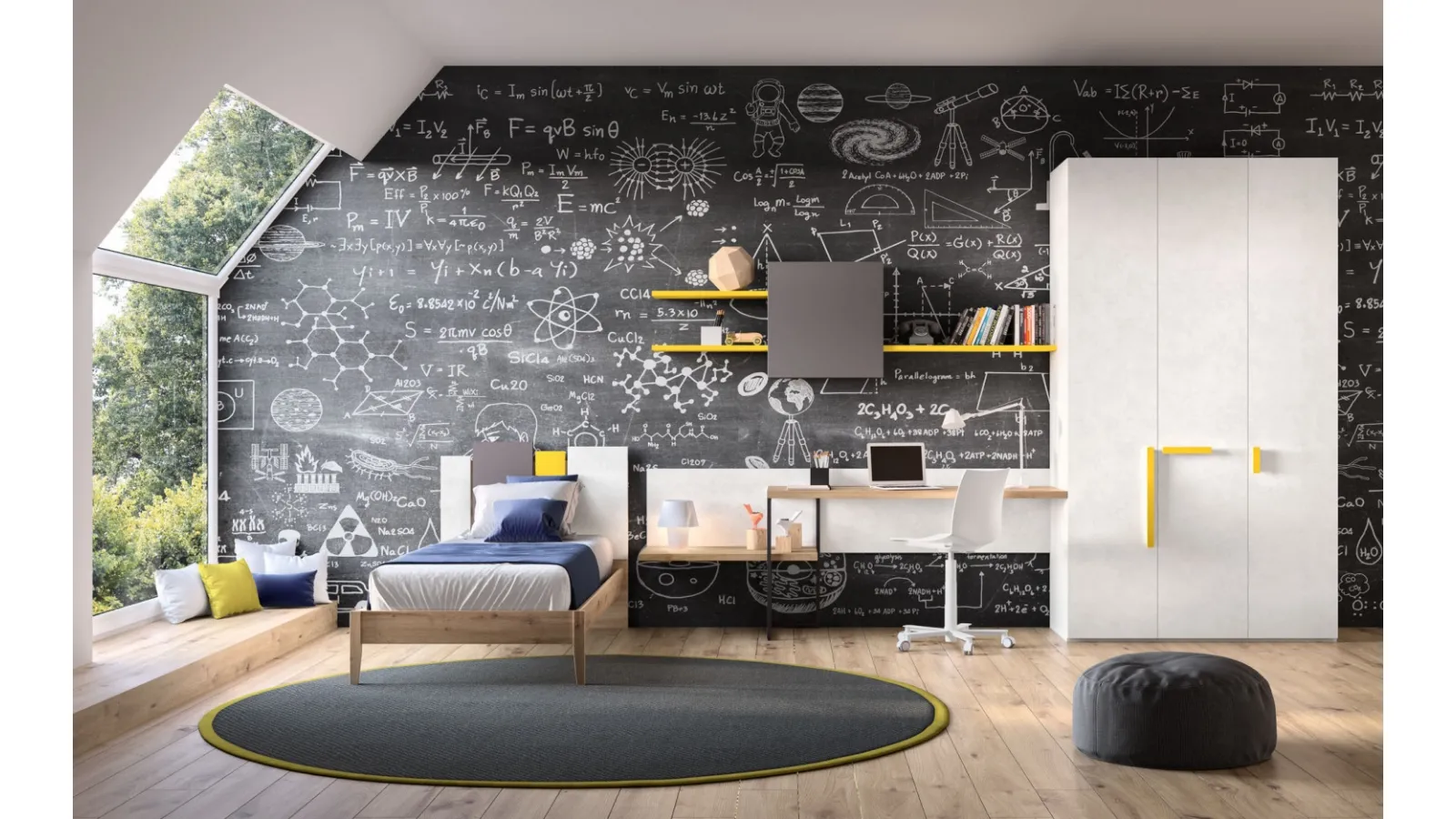 Camera componibile per teenager Room116 con scrivania di Zg Mobili