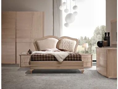 Letto con testiera in ecopelle e legno Motivi L2MON di Ferretti e Ferretti