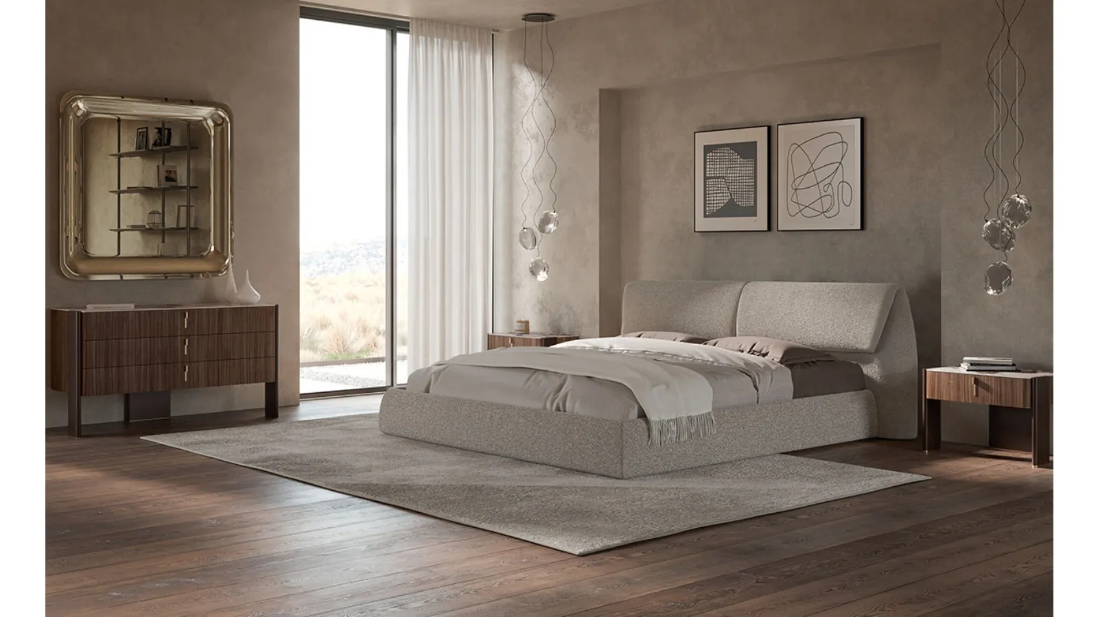 Letto Simon in tessuto imbottito di Cattelan Italia