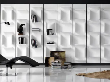 Libreria componibile a muro in legno laccato bianco Fifty di Cattelan Italia