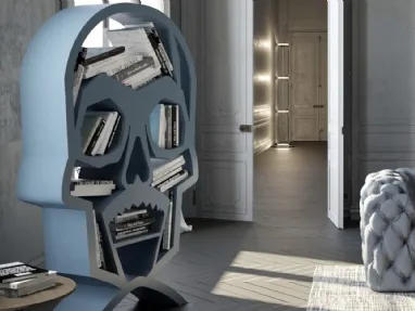 Libreria di design a forma di teschio in cemento laccato Gioia di Voltan