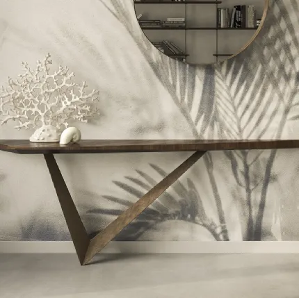 Consolle di design con top in legno e base in acciaio Varenne di Cattelan Italia