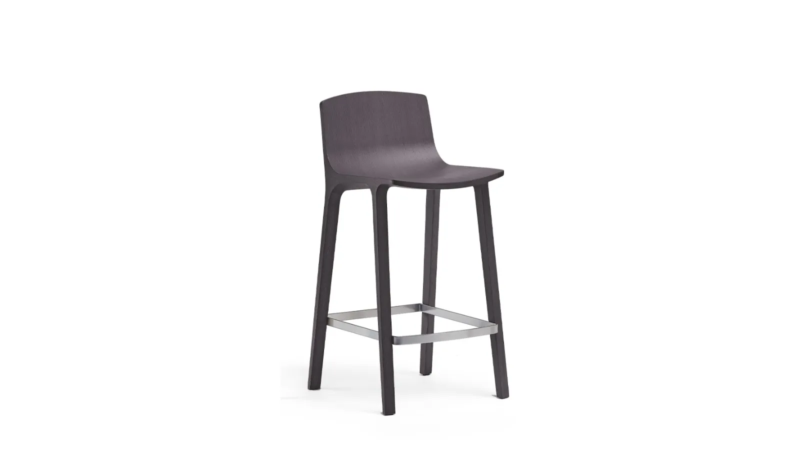 Sgabello Seame Kitchen Stool in Rovere verniciato con poggiapiedi in acciaio di Infiniti