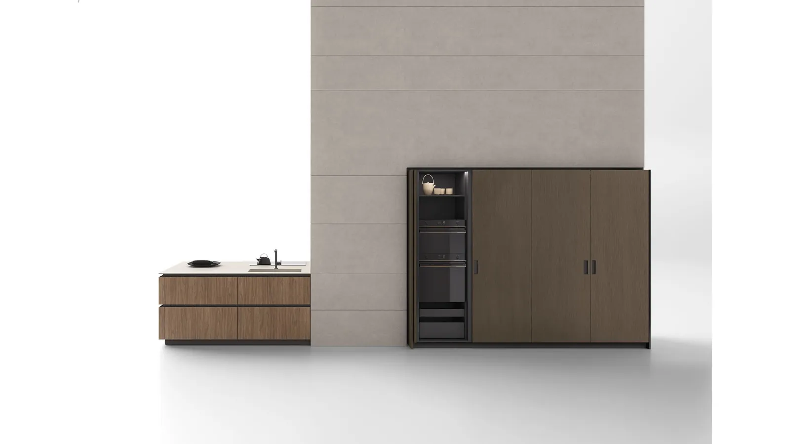 Cucina Moderna con penisola Ante Rientranti 03 di Valdesign