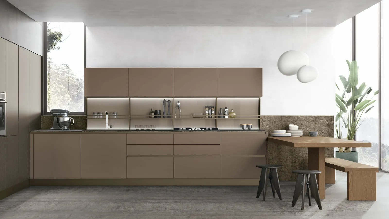 Cucina Moderna con penisola Infinity v05 in Pet di Stosa